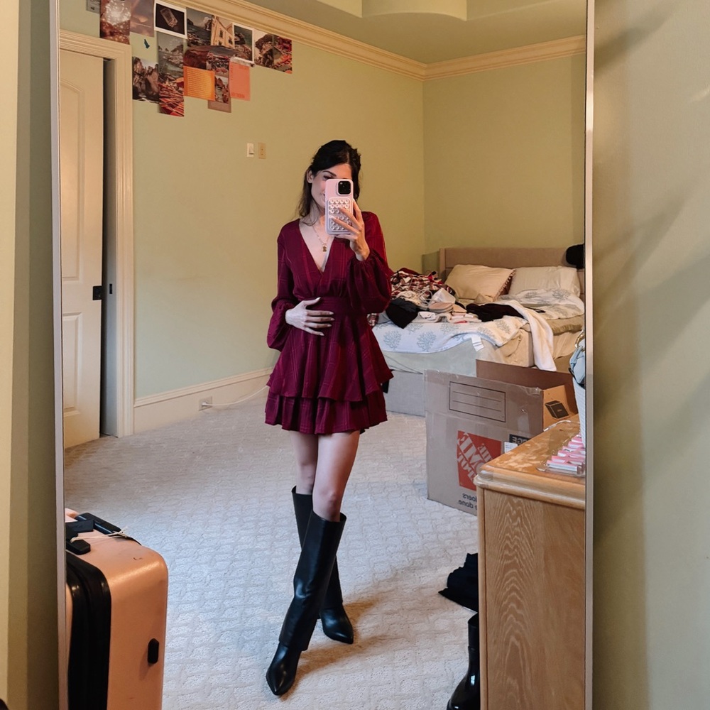 Princess Polly String of Stars Red/Burgundy Romper